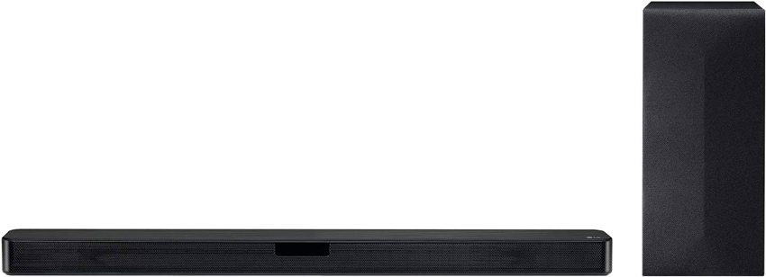 LG SN4 - Barra de Sonido (2.1 con 300 W de Potencia, DTS Virtual:X, subwoofer inalámbrico, Multi Bluetooth 4.0, HDMI, USB y Entrada óptica), Plateado